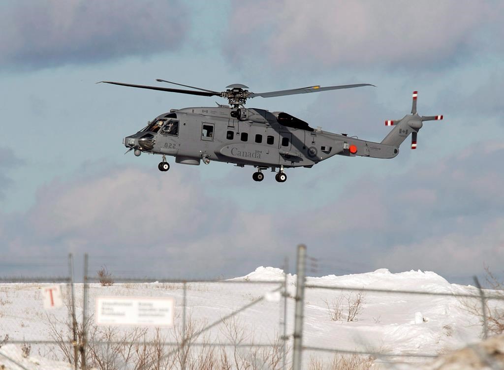 A CH-148 Cyclone maritime helicopter is seen during a training exercise at 12 Wing Shearwater near Dartmouth, N.S. on March 4, 2015. THE CANADIAN PRESS/Andrew Vaughan.