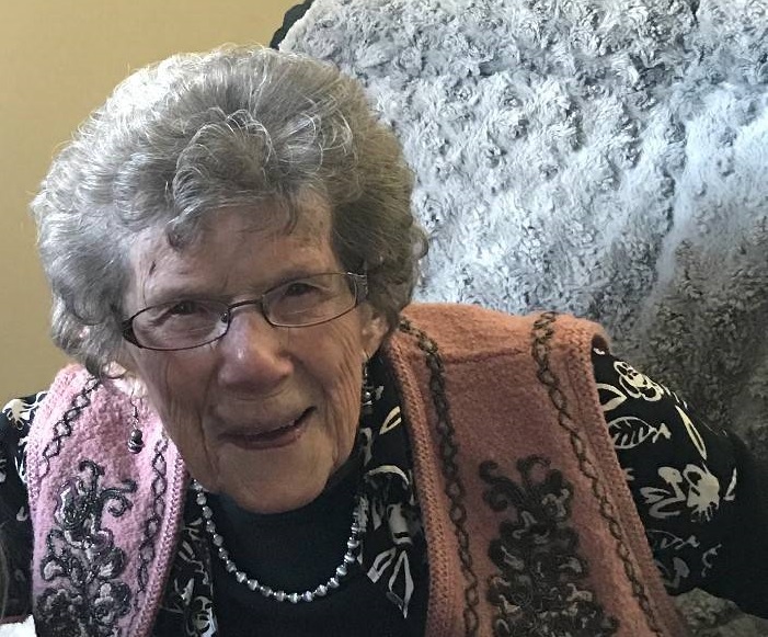 Jemima Westcott is shown in a family handout photo from last year at her personal care home in Brandon, Man. There was no social distancing in Jemima Westcott's small farm community in Lauder, Man., when the Spanish Flu hit over a century ago.