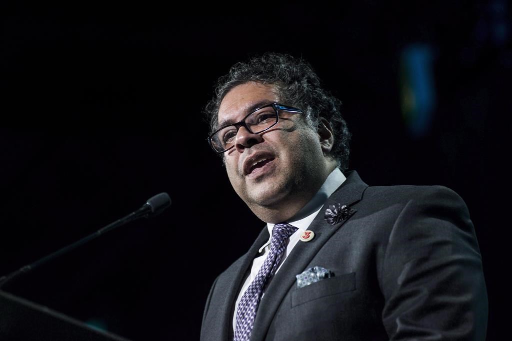 Calgary Mayor Naheed Nenshi speaks after receiving an award from Prime Minister Justin Trudeau during the Public Policy Testimonial Dinner in Toronto on Thursday, April 20, 2017. Calgary Mayor Naheed Nenshi says it's not his first choice to make a downtown convention centre into a temporary homeless shelter during the COVID-19 pandemic. THE CANADIAN PRESS/Christopher Katsarov.