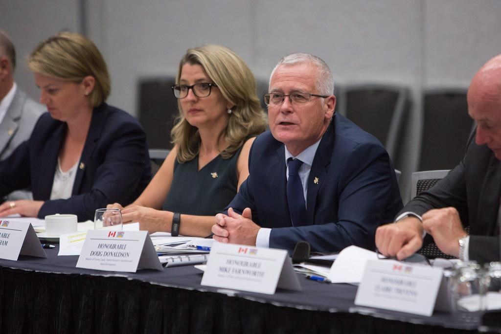 British Columbia Forestry Minister Doug Donaldson meets with federal and provincial ministers to discuss their response to the B.C wildfire in Vancouver, B.C., on Tuesday September 5, 2017. THE CANADIAN PRESS/Ben Nelms.
