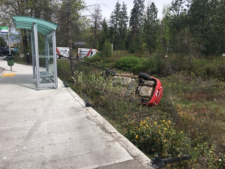 One man is in custody after attempting to flee the scene of a car crash, in Kelowna.