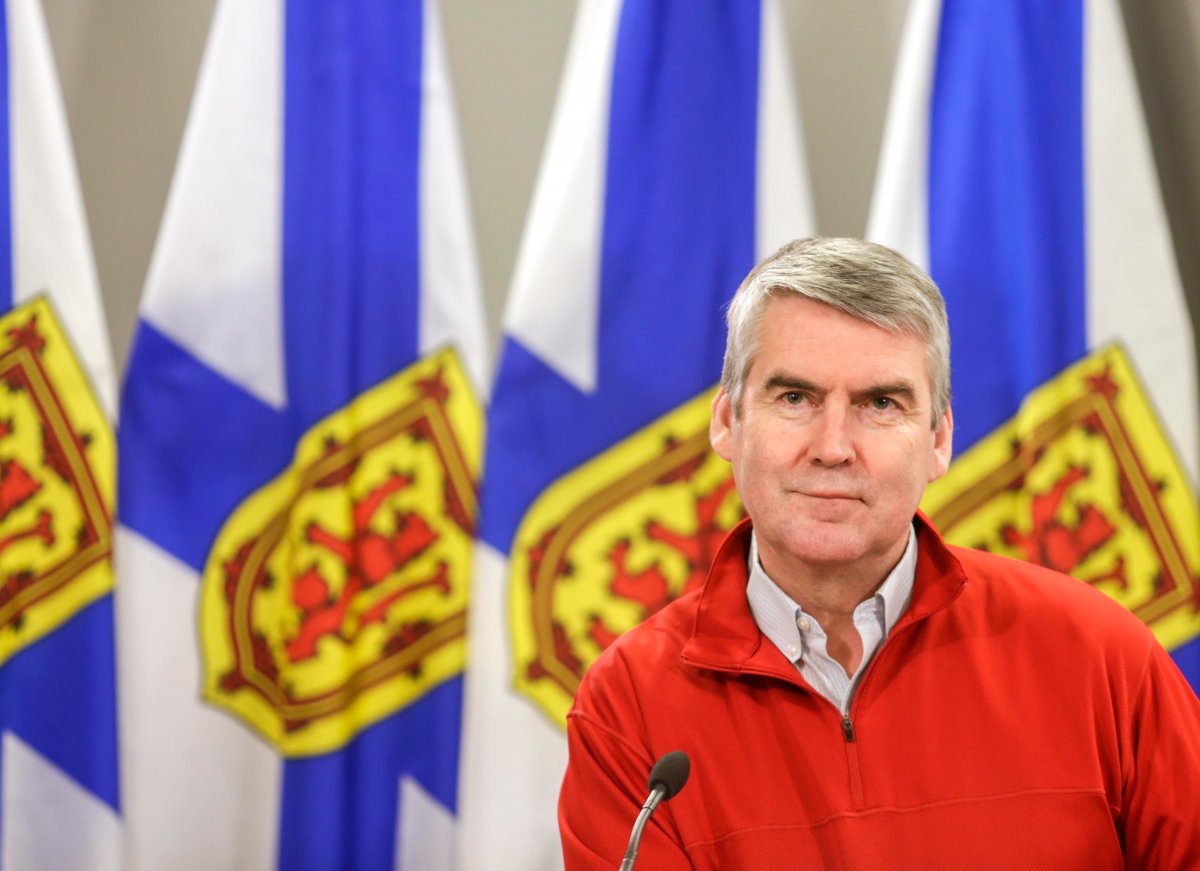 Nova Scotia Premier Stephen McNeil speaks at a press briefing in Halifax on Sunday, April 5, 2020. 