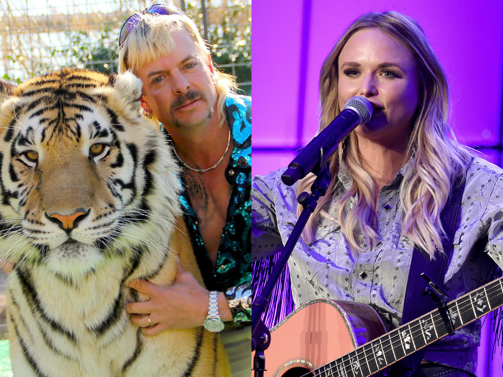 (L-R) Joe Exotic, best known from Netflix's 'Tiger King' and American country singer Miranda Lambert.