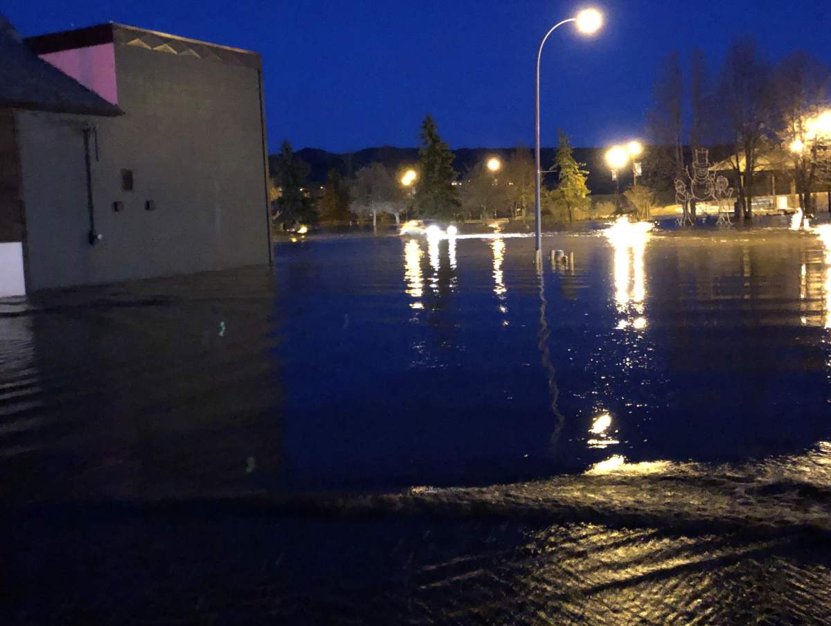 Flash flooding in downtown Peace River April 18, 2020 prompted an Alberta Emergency Alert.