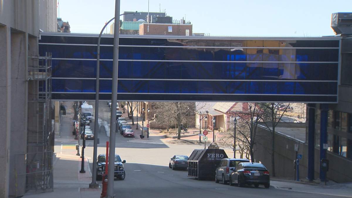 The pedway connecting the Mercantile Building and TD Station in Saint John, N.B., has been closed. 