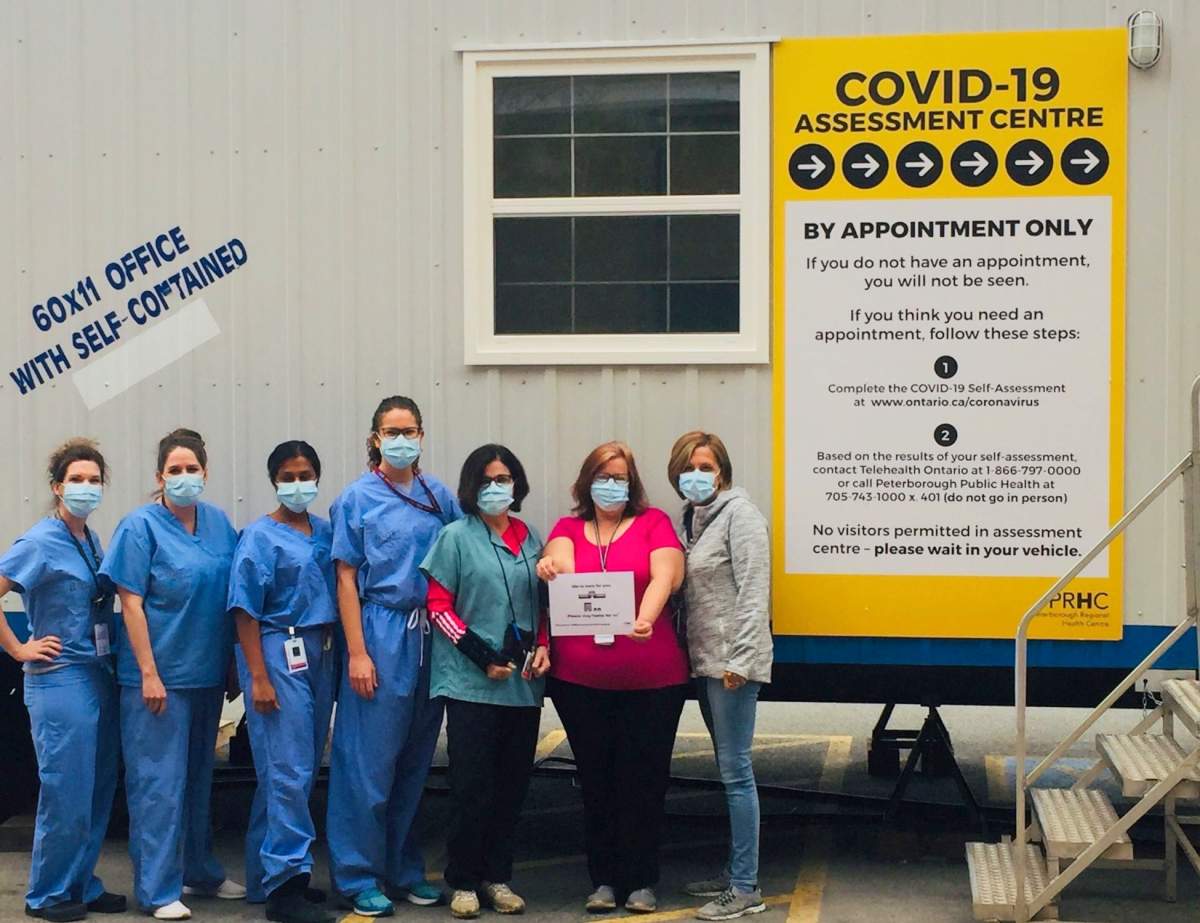 Staff at Peterborough Regional Health Centre's COVID-19 assessment centre.