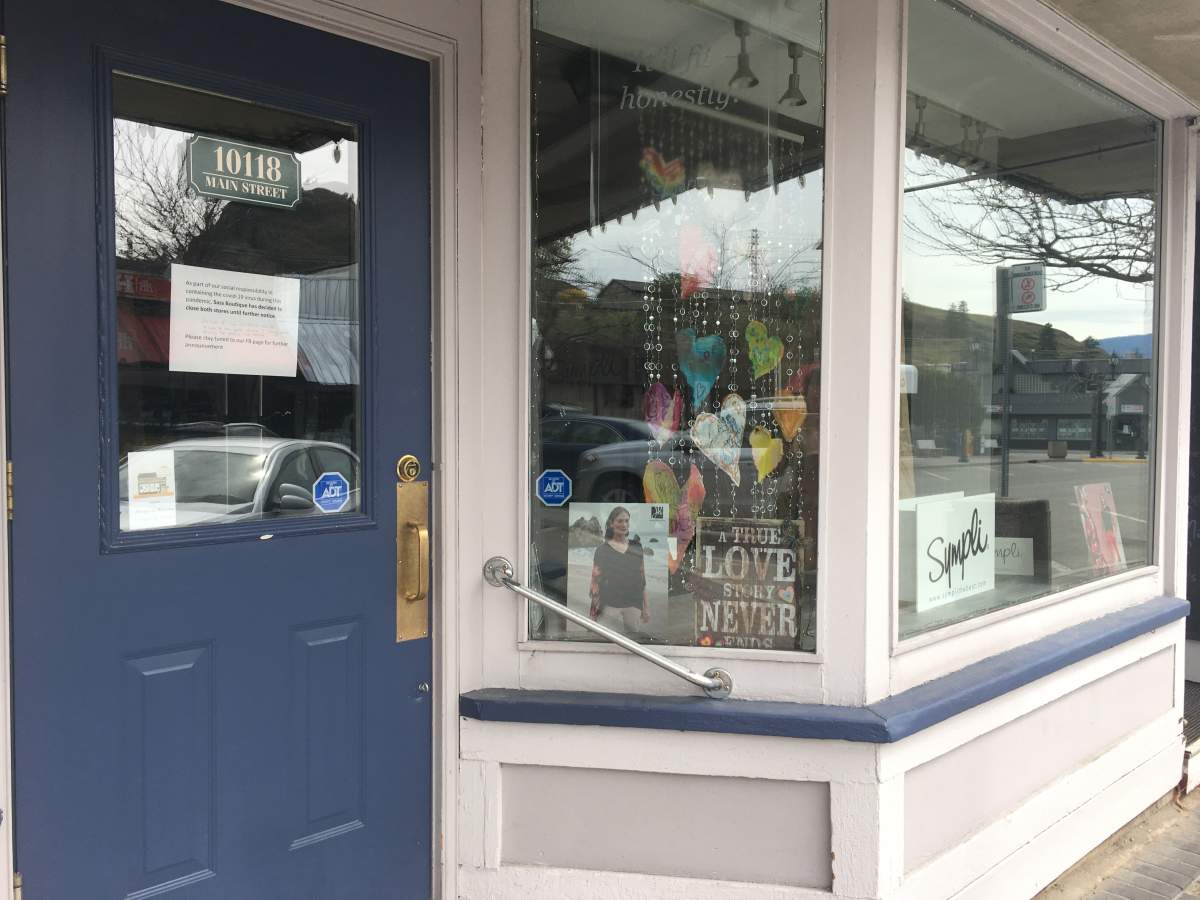Many retail storefronts are temporarily closed in downtown Summerland due to COVID-19