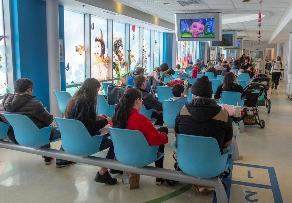 The emergency waiting room at Sainte-Justine Hospital is shown on Thursday, January 16, 2020 in Montreal. Paediatricians across the country say far fewer parents are seeking emergency care for their children, likely over concerns about putting their kids in contact with COVID-19.