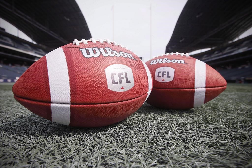 A file photo of two footballs.