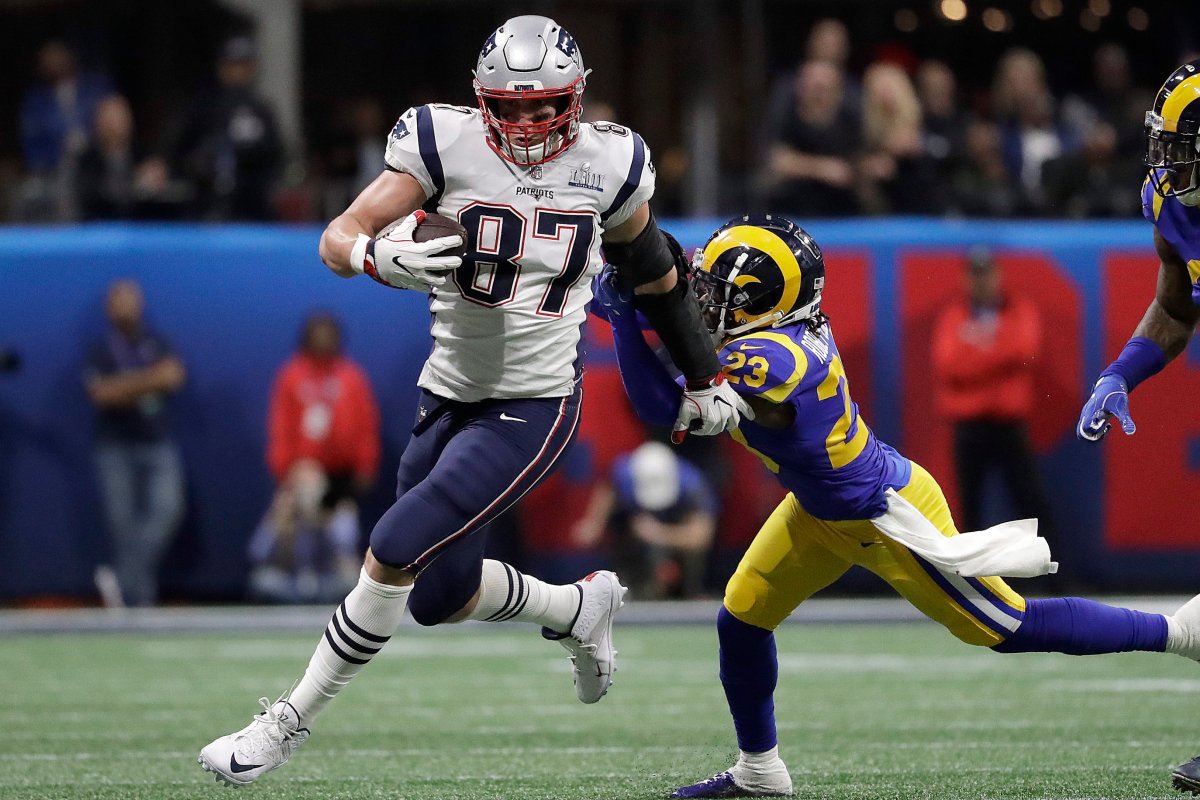 Rob Gronkowski (87) has been traded from New England to Tampa Bay and is ending his retirement from the NFL.