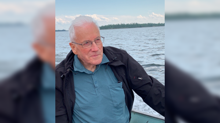 Ron Mackay is seen riding a boat on Lac La Ronge.