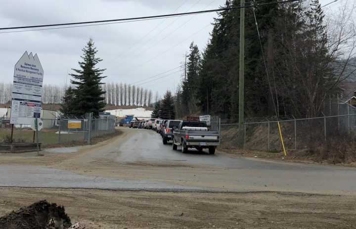 Salmon Arm residents waiting in line to use the districts landfill.