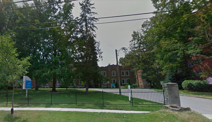 A street view of Grand Wood Park Retirement Residence, where 14 more cases of COVID-19 was confirmed Friday.