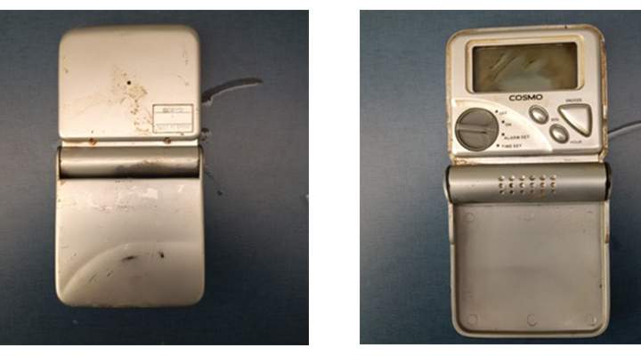The man was carrying this alarm clock when he was found.