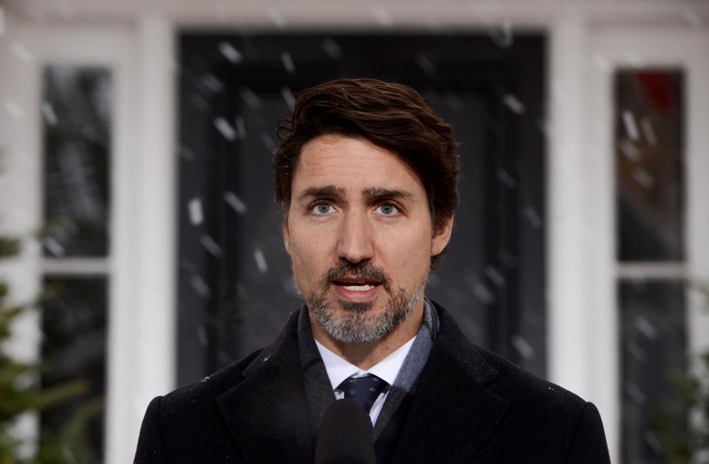 Prime Minister Justin Trudeau addresses Canadians on the COVID-19 pandemic from Rideau Cottage in Ottawa on Thursday, April 9, 2020.