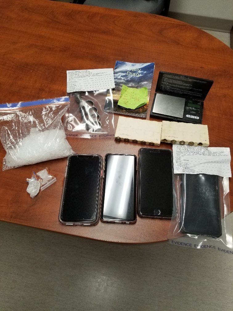 Meth, brass knuckles and other paraphernalia Manitoba RCMP say they discovered during a traffic stop in Souris, Man., early Sunday morning.