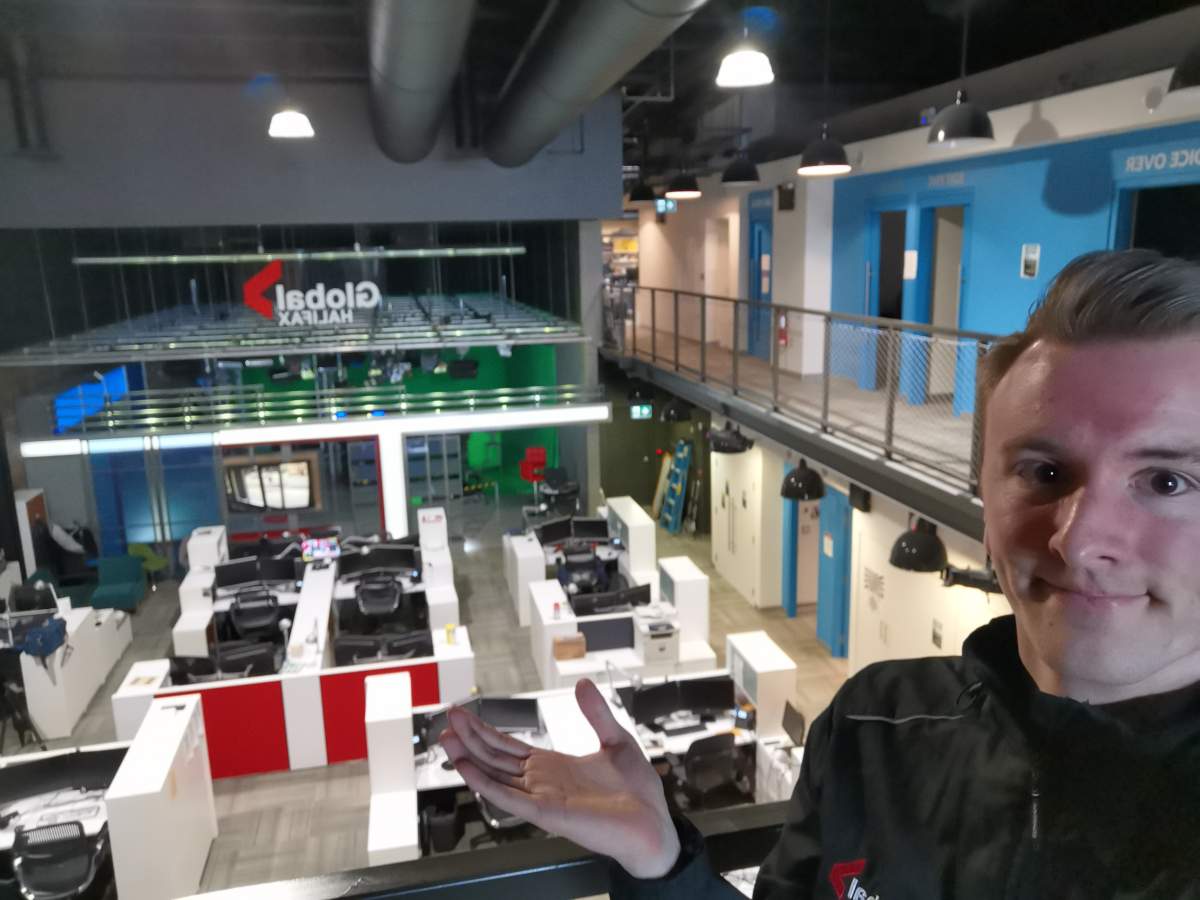 Graeme Benjamin in the empty Global News studios in Halifax.