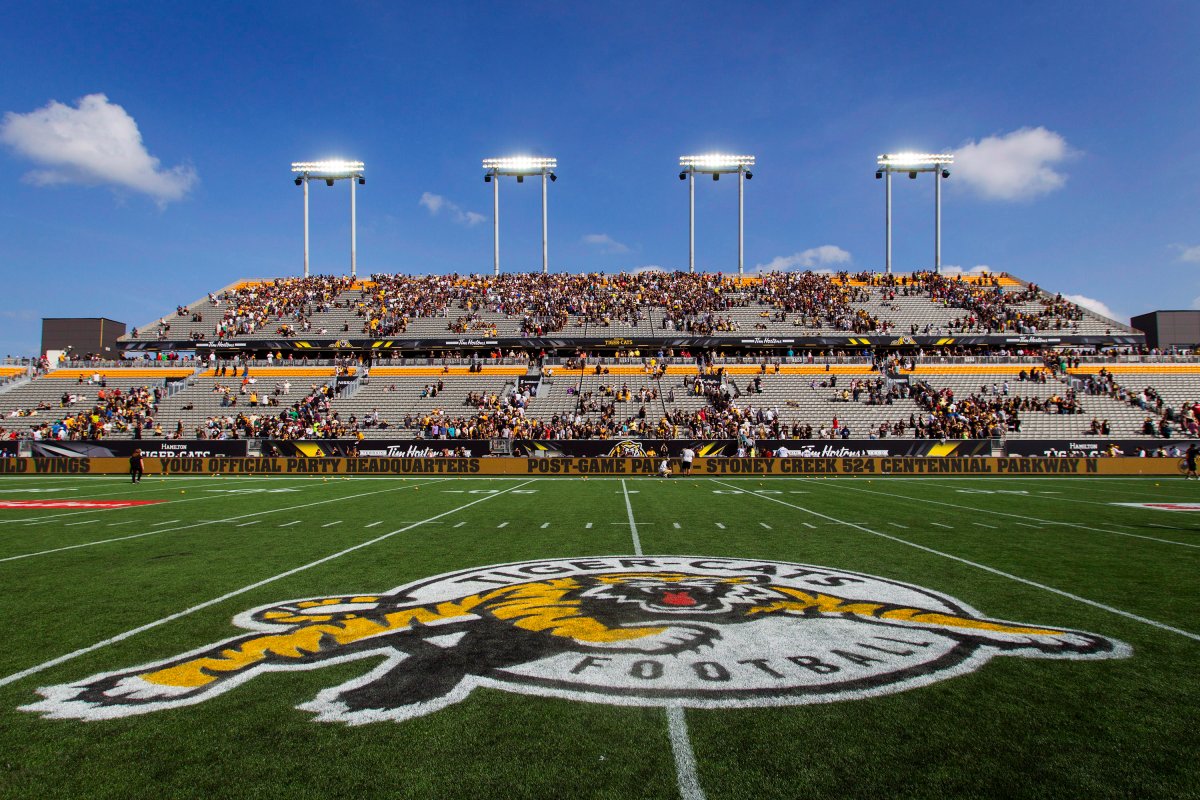 Hamilton Tiger-Cats fans leave Tim Hortons Field following a game against the Toronto Argonauts.