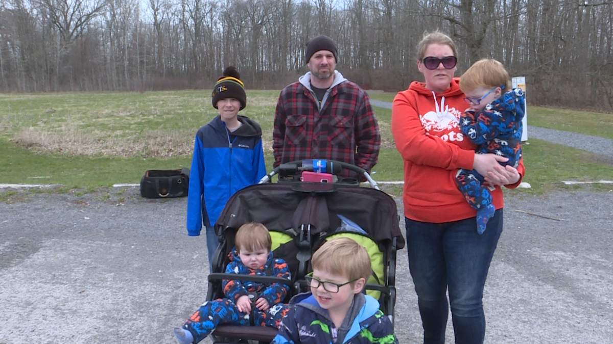 Rebecca Simkins with her family at Lemoine Point