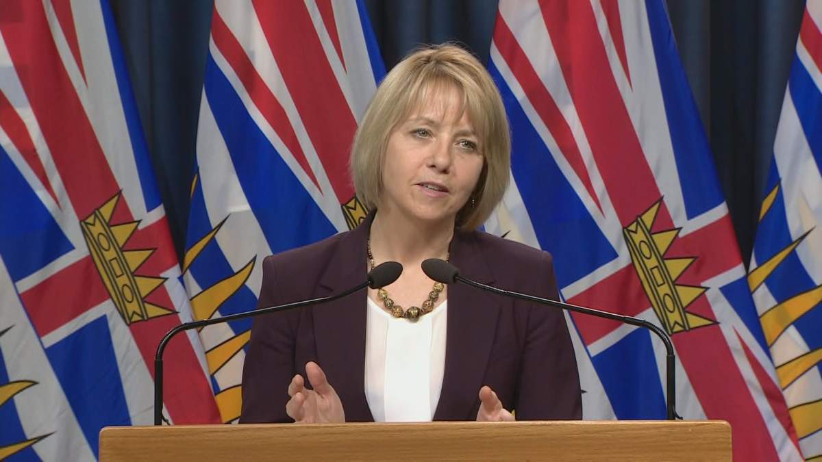 Provincial health officer Dr. Bonnie Henry speaks during a COVID-19 briefing in Victoria.