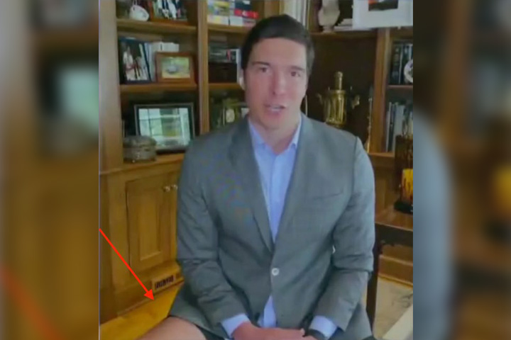 ABC reporter Will Reeve is shown without pants in an appearance on 'Good Morning America' on Tuesday, April 28, 2020.