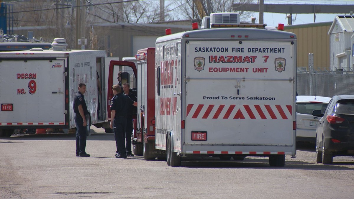 Saskatoon firefighters donned hazmat suits to investigate a package which was reportedly sent to the province's disease control lab.
