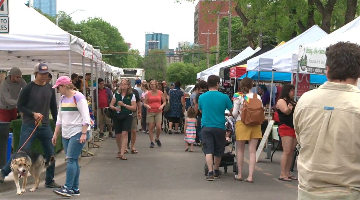 Edmonton's 124 Grand Market, pictured in June 2019, will look much different in 2020 due to the COVID-19 pandemic.