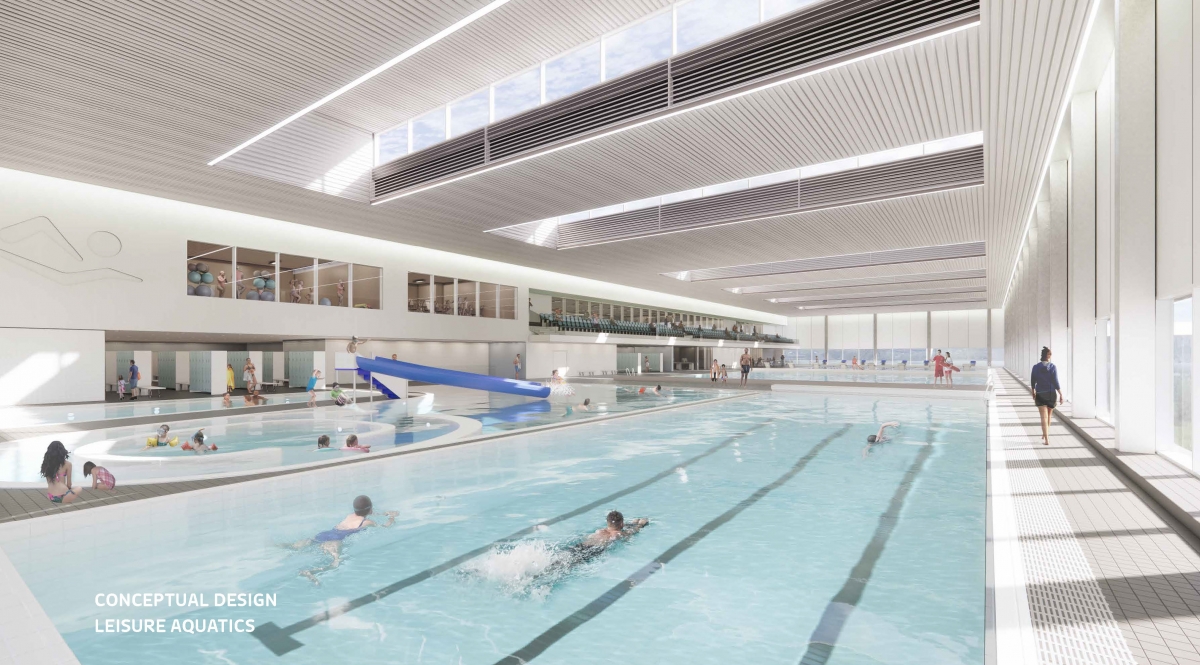 A conceptual design for the proposed new recreation facility in Vernon, B.C. 
