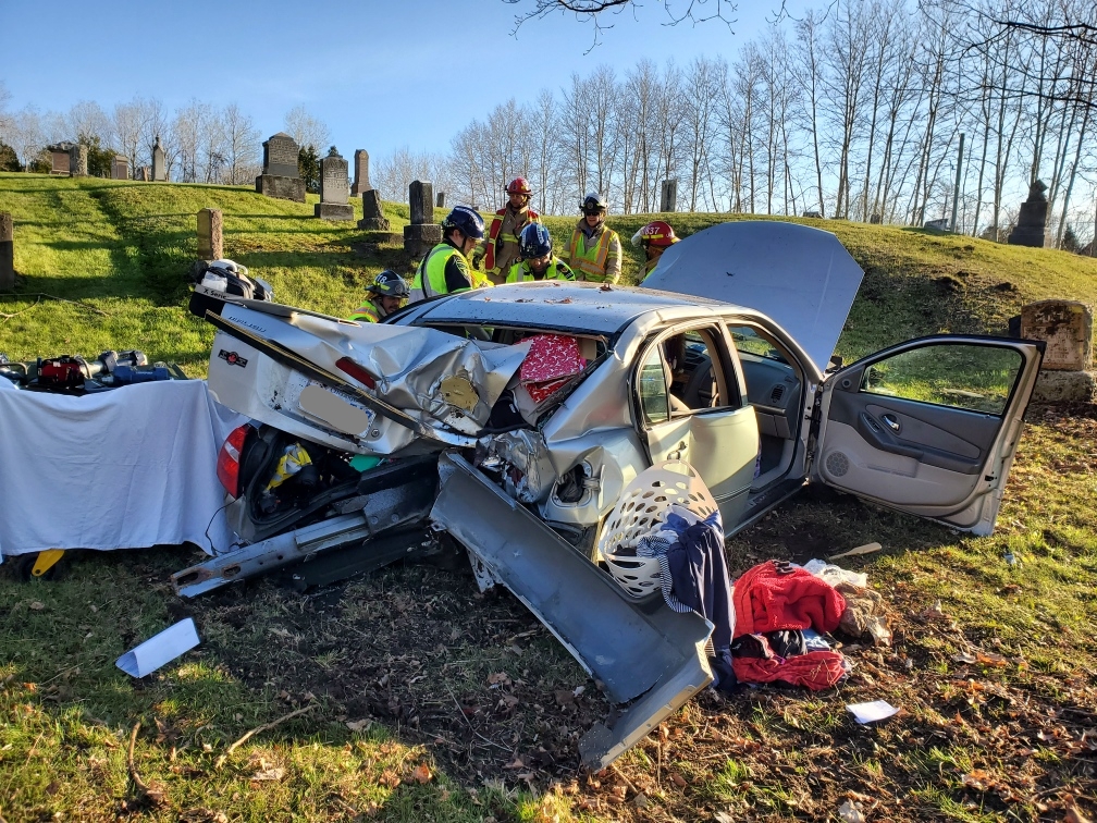 Northumberland OPP say a driver was charged with impaired driving after a vehicle crashed into a cemetery near Brighton.