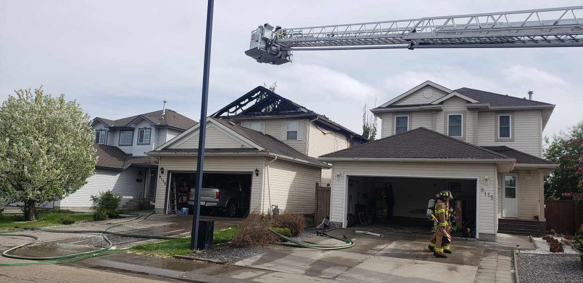 One person was injured after a house fire near 91 Street and 164 Avenue on Saturday, May 30, 2020. 