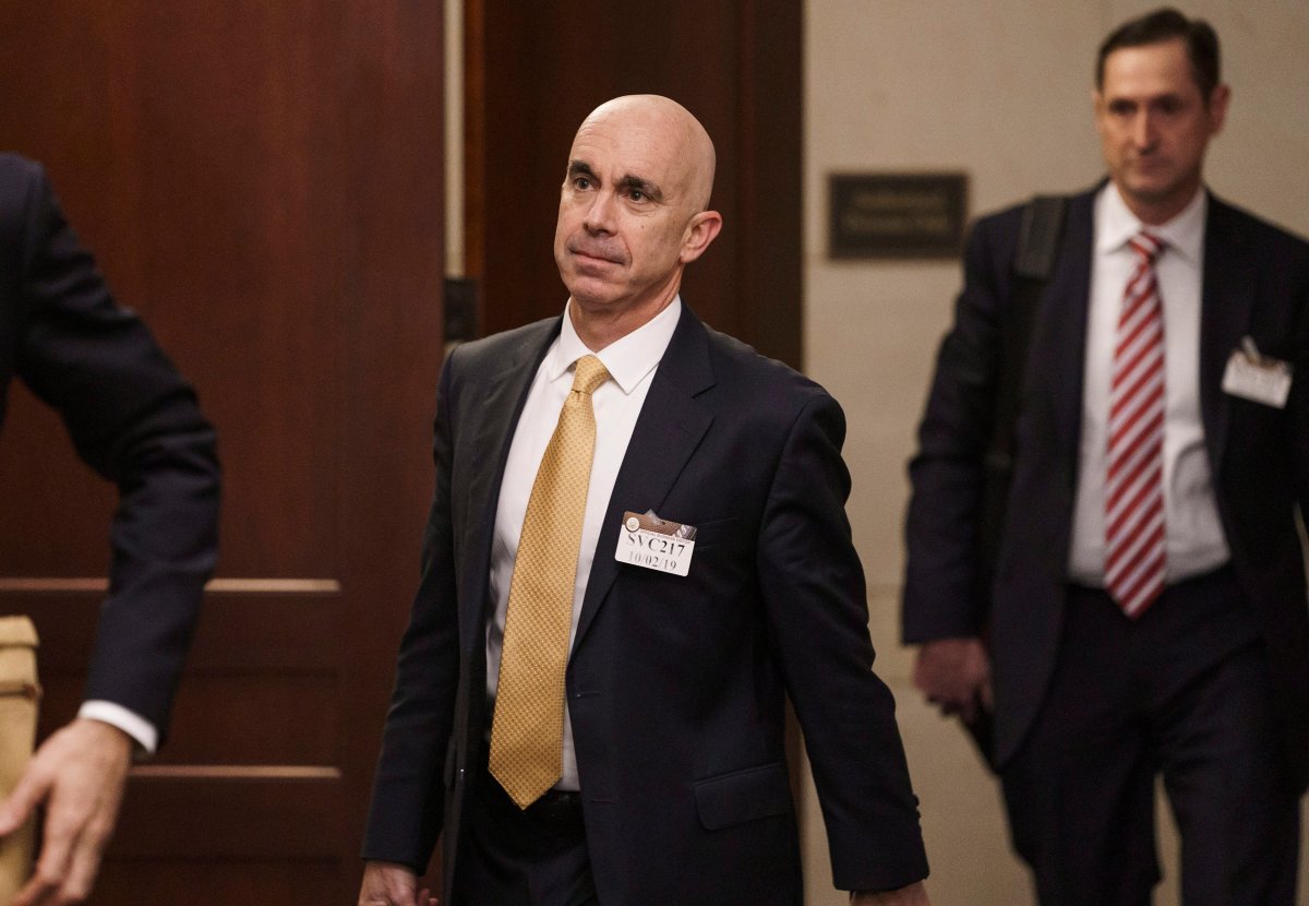State Department Inspector General Steve Linick leaves a meeting in a secure area at the Capitol where he met with Senate staff about the State Department and Ukraine, in Washington, Wednesday, Oct. 2, 2019.
