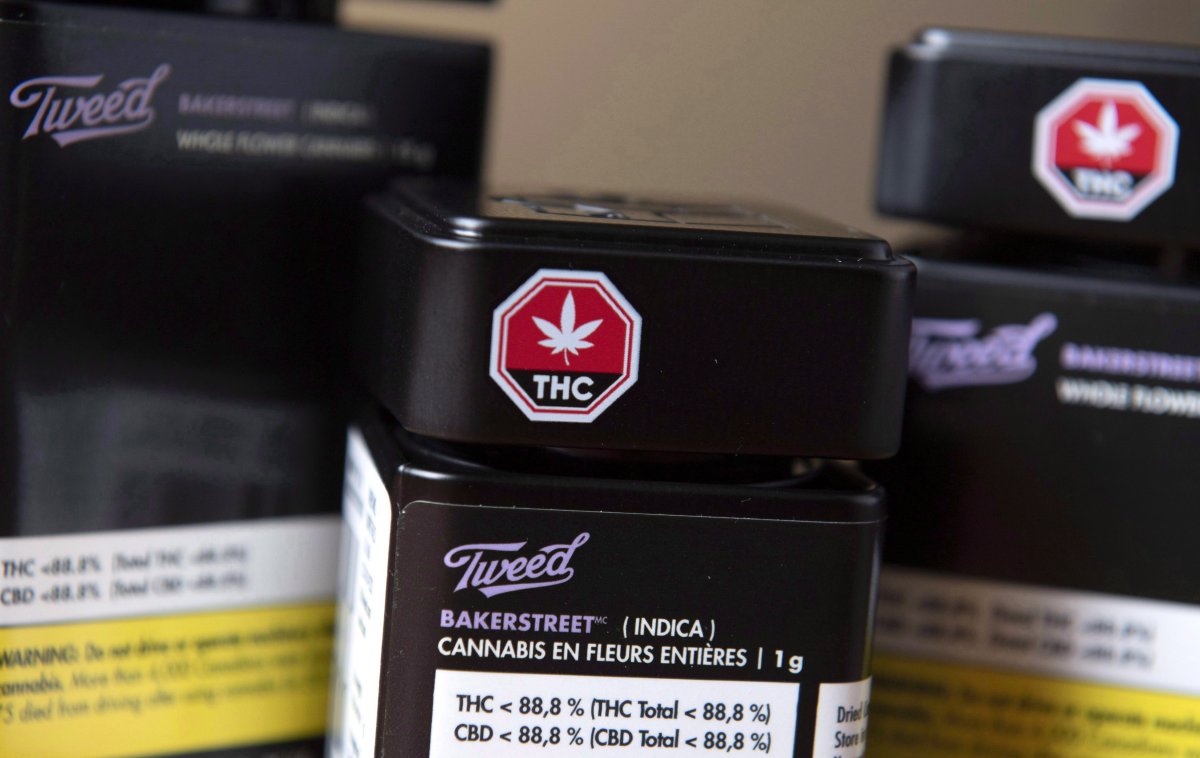 Packaging for recreational cannabis products are shown at Canopy Growth Corporation's Tweed headquarters in Smiths Falls, Ont., on Friday, Oct. 12, 2018.