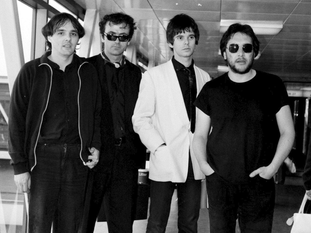 In this July 6, 1980 file photo, from left, Dave Greenfield, Hugh Cornwell, Jean-Jacques Burnel and Jet Black of the group The Stranglers pose for a photo.