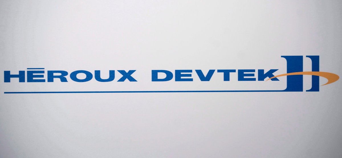 A Héroux Devtek logo is shown at the company's annual general meeting in Montreal, Thursday, August 2, 2012. 