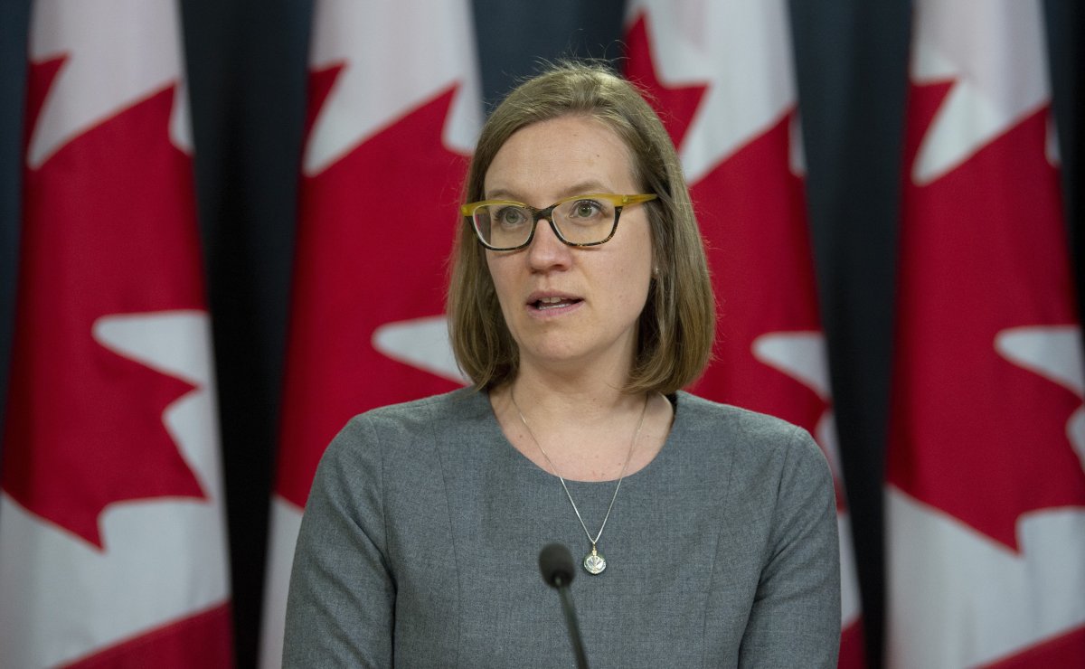 Democratic Institutions Minister Karina Gould responds to a question during a news conference in Ottawa, Monday, April 8, 2019.