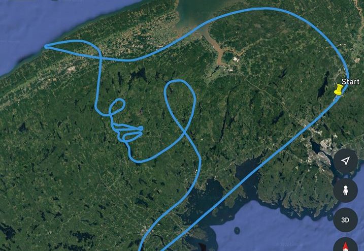 An image that Dimitri Neonakis created using his plane. He titled it Lady H., in honour of Const. Heidi Stevenson, who died during the mass shooting in Nova Scotia.