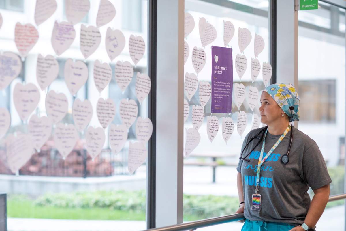 A health care worker at Kelowna General Hospital .