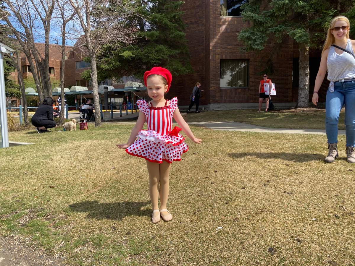 A little performer poses on May 6, 2020