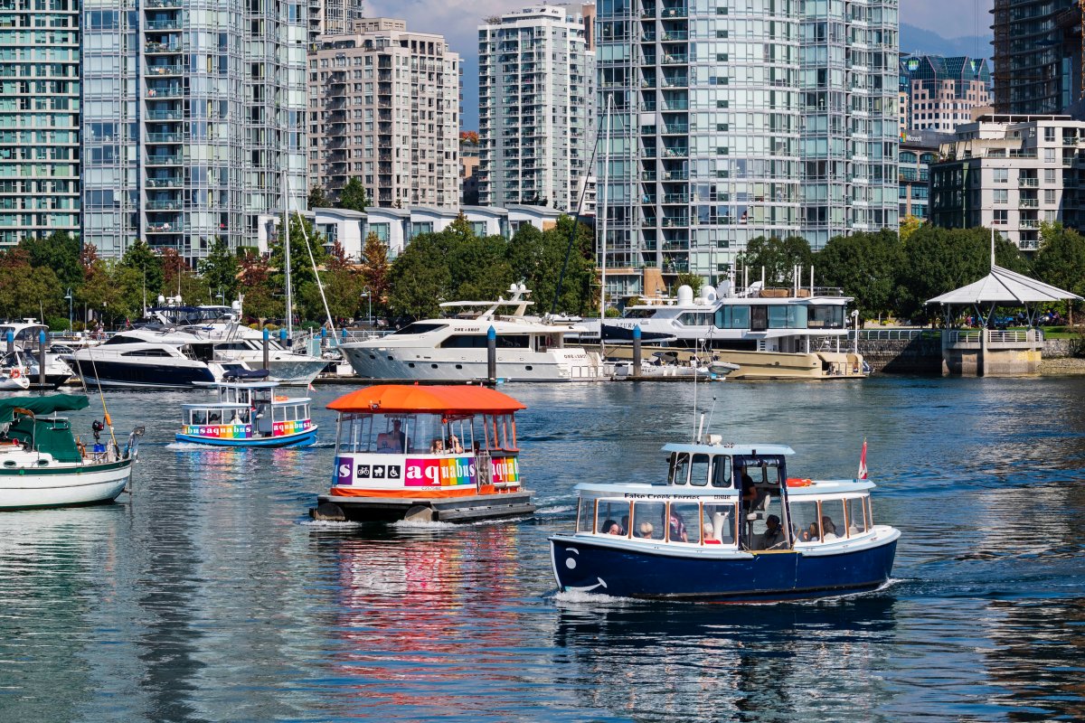 Small passenger ferries on Vancouver's False Creek inlet, Vancouver, B.C. on Wednesday, Sept. 19, 2018.