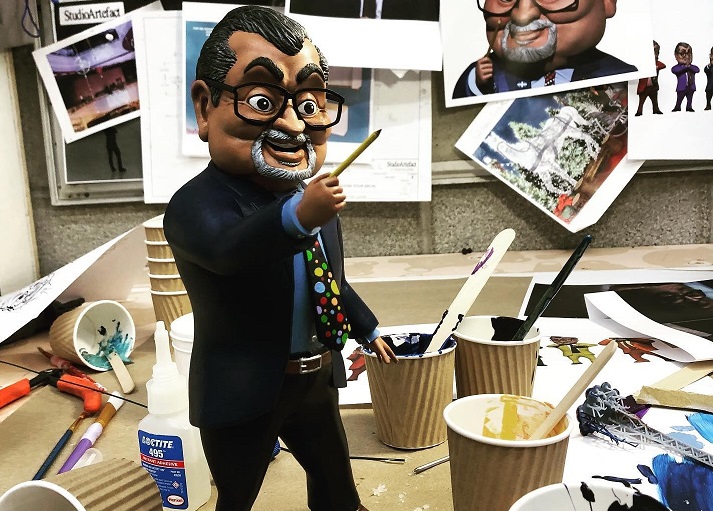 A figurine of Horacio Arruda, the director of Quebec public health, made by Studio Artefact is shown in this undated hand photo posted on the studio's Facebook page.