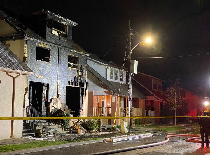 A photo from the scene of a fatal house fire on Mill Street in Brampton, May 7, 2020.