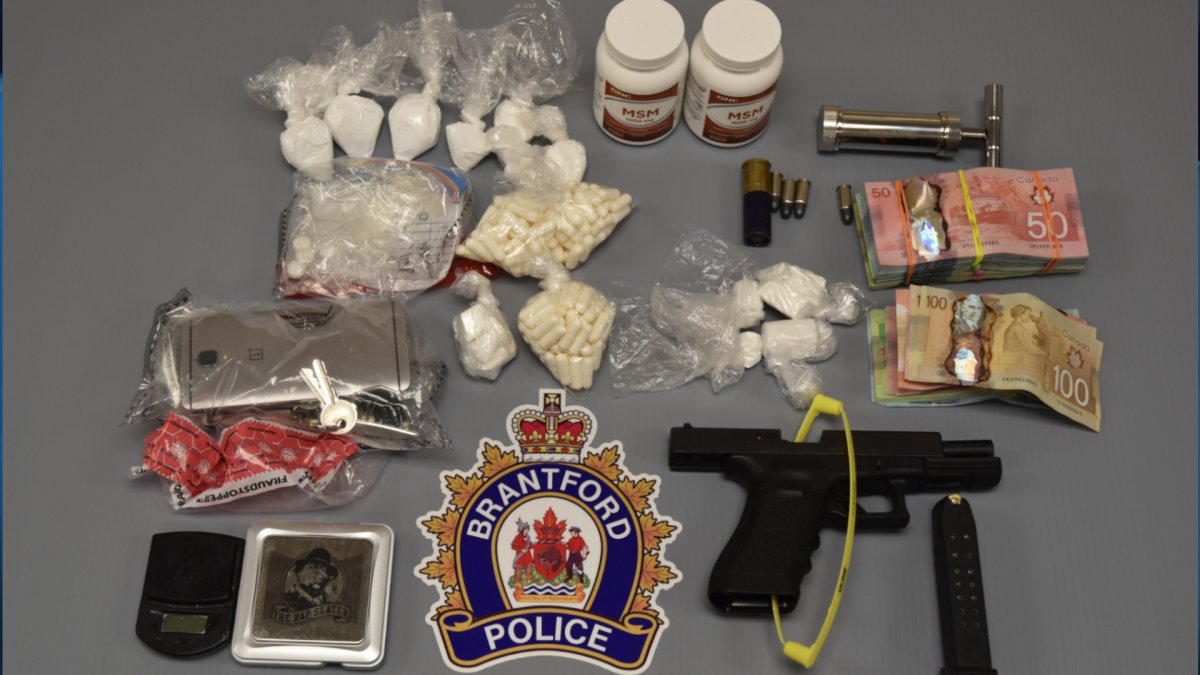 Three people are facing multiple charges after drugs and handgun were reportedly seized during a drug bust in Brantford, Ont., on Tuesday, May 5, 2020.