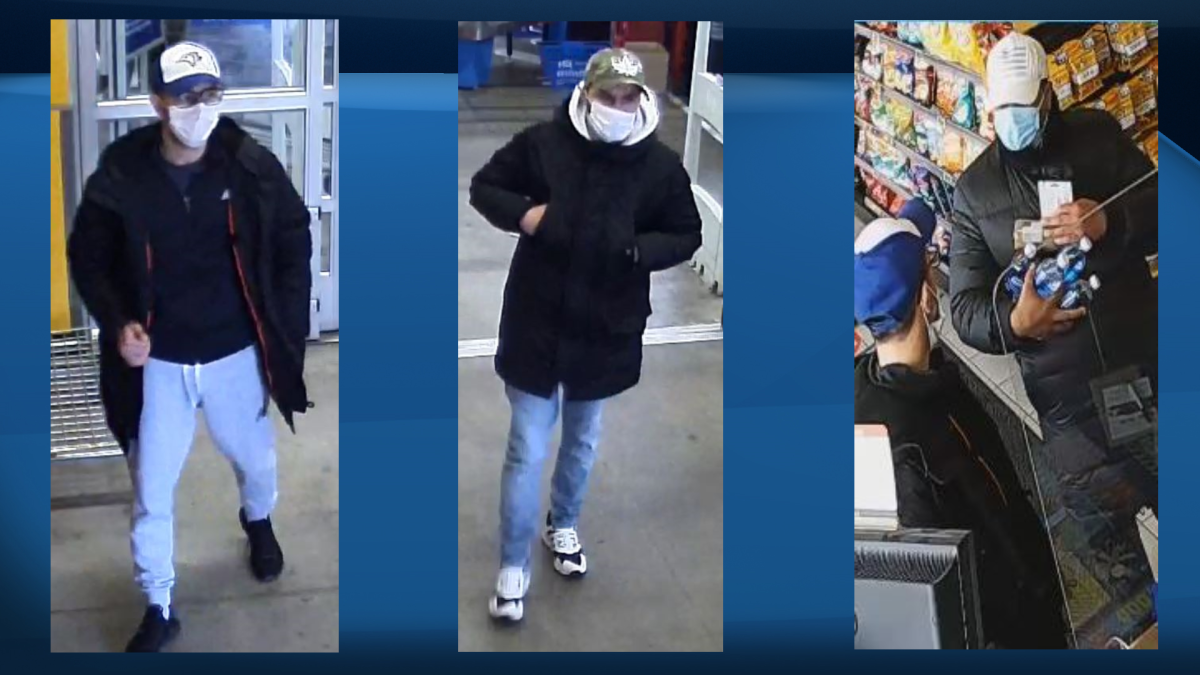 Halton Regional Police say three suspects allegedly stole credit cards from four elderly women while distracting them in the parking lot of businesses in Burlington and Oakville.