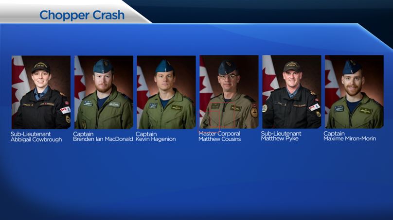 All missing crew members aboard the crash Canadian military helicopter are now presumed dead.