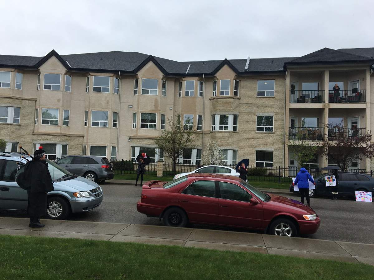 Sidewalk celebration for Dorothy’s birthday.