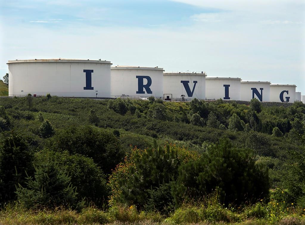Storage tanks are seen at the Irving Oil refinery in Saint John, N.B. on Thursday, Aug. 8, 2013.
