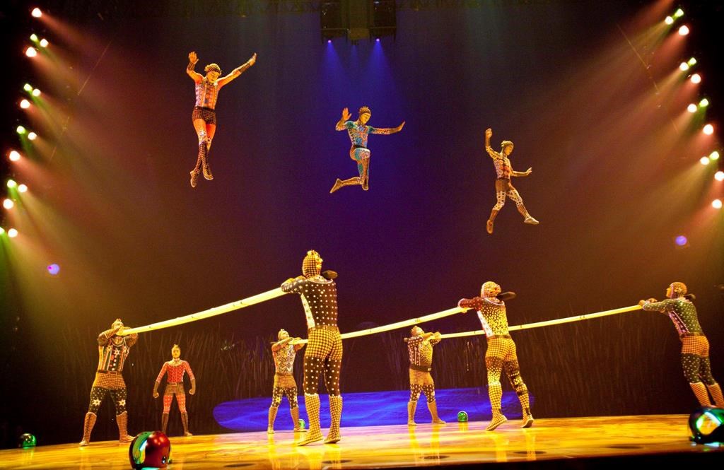 Members of Le Cirque du Soleil perform in a preview of Totem on Thursday, April 8, 2010 in Montreal. Quebecor Inc. says it wants to "rescue" Cirque du Soleil by purchasing a controlling stake in the struggling company and bringing its ownership back home to Quebec.