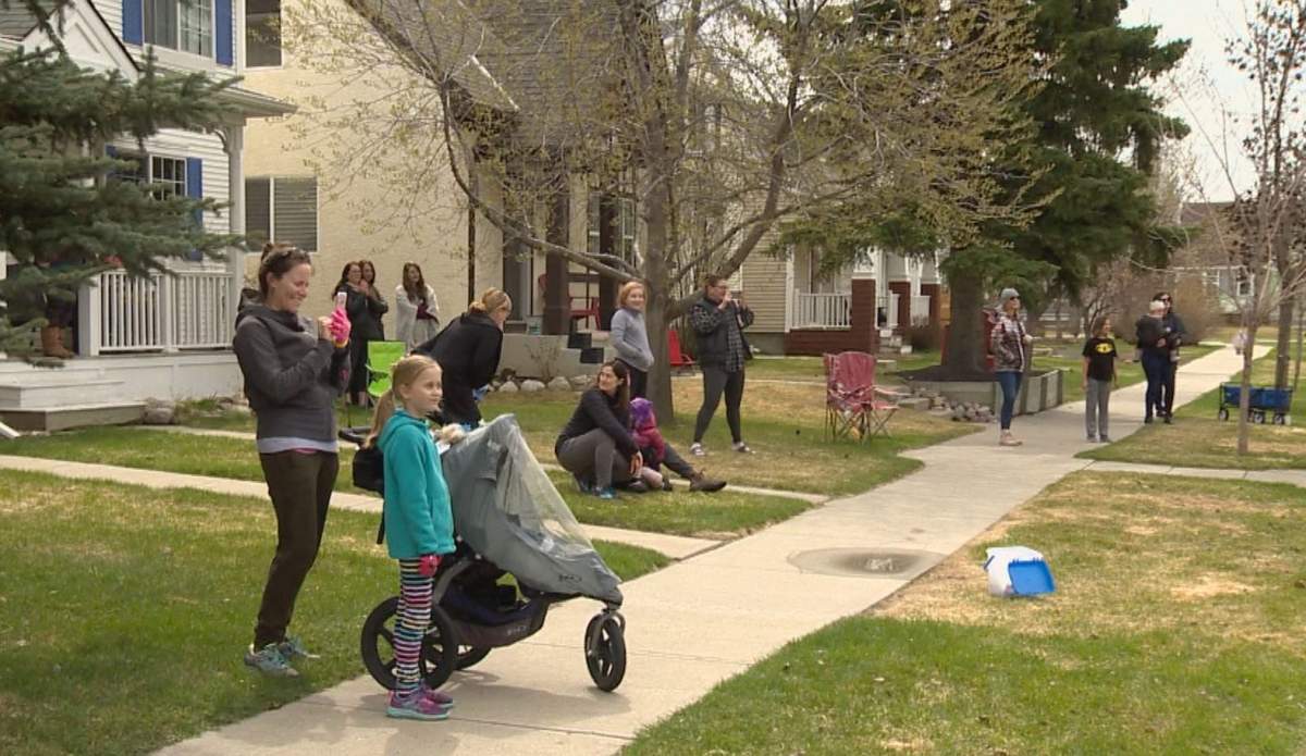 Drag queens performed in the street for moms in Calgary on Sunday, May 10, 2020.