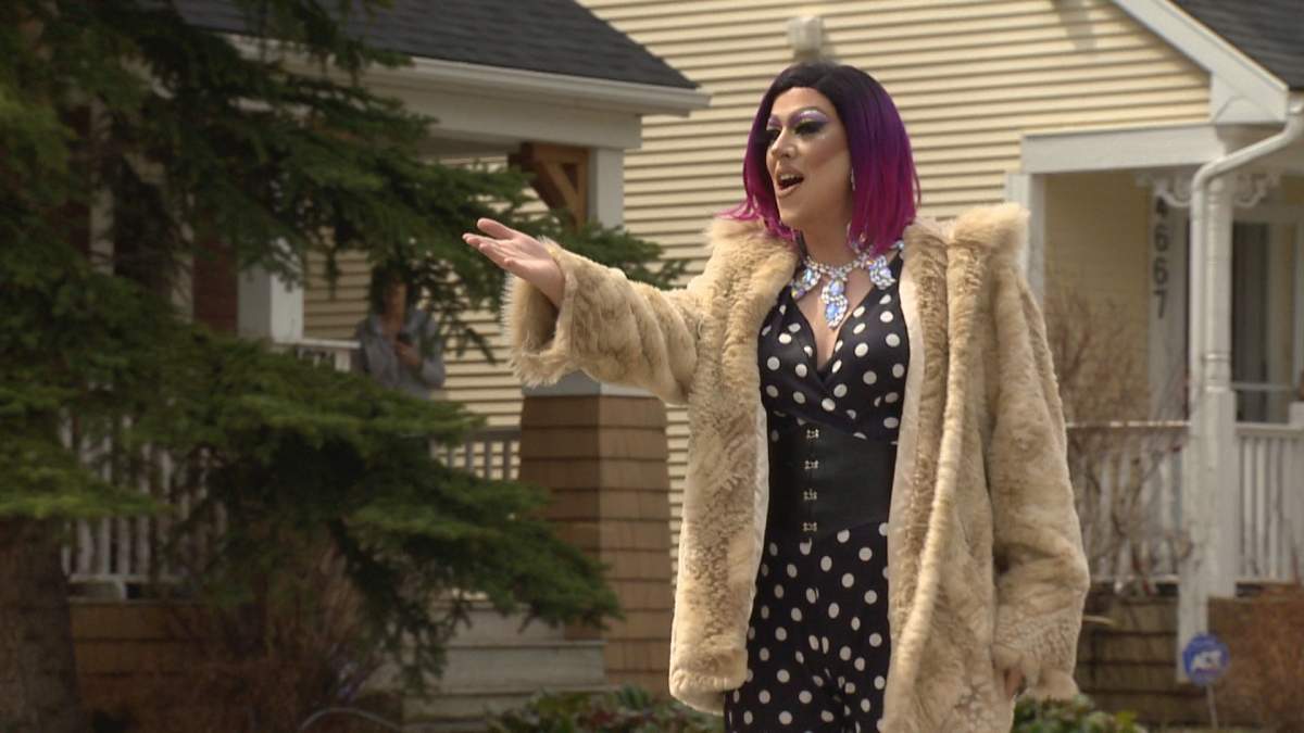 Nada Nuff performed in the street for moms in Calgary on Sunday, May 10, 2020.