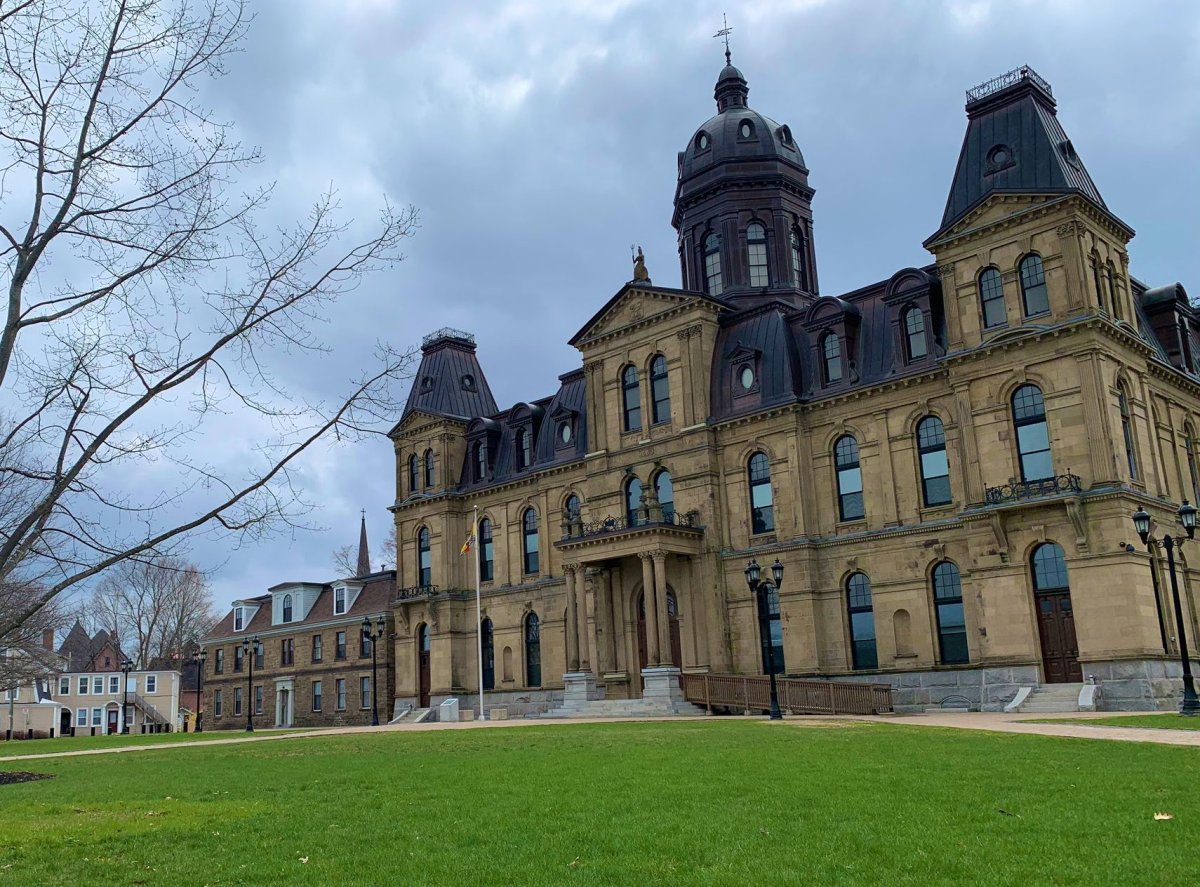 The New Brunswick legislature in Fredericton on May 10, 2020.